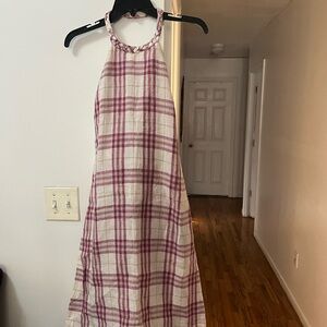 (GUC) Burberry Halter Neck Plaid Maxi Dress